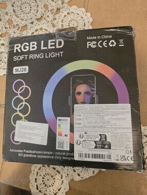 New RGB LED Soft Ring Light MJ26 - Black with Multicolor Ring.